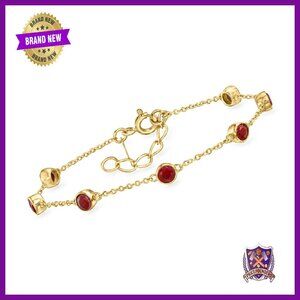 18kt Gold Ruby Station Bracelet 2.50ct 7in Springring Clasp